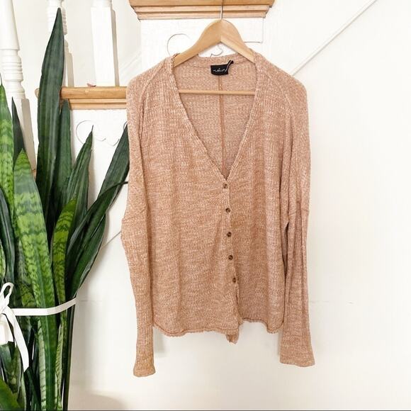UO out from under tan ribbed cardigan sweater sz S - Picture 1 of 5
